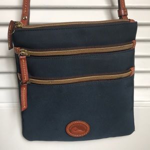 Navy and brown Dooney & Bourke zippered crossbody